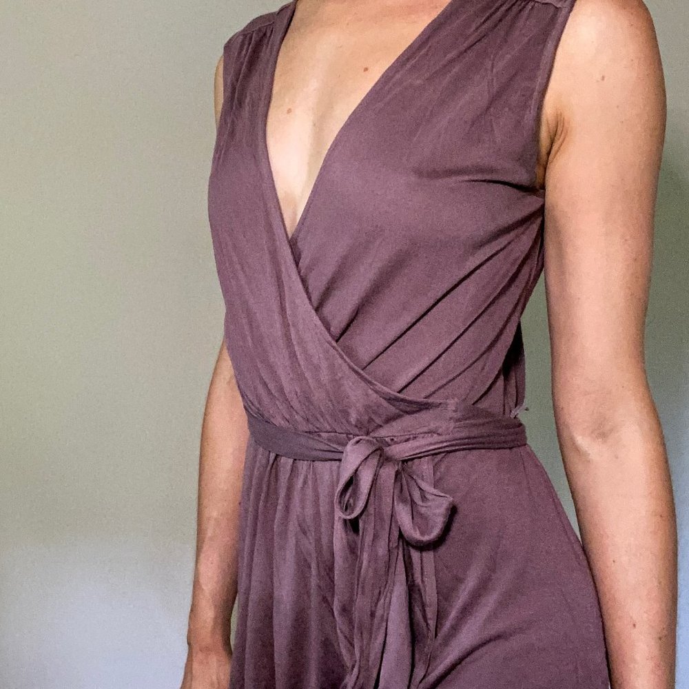 Mauve Knee-Length Wrap Dress from Loft - Small